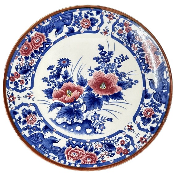 Cost Plus Vtg Beautiful Blue Mauve Round Floral Fine China Platter made in Japan - Picture 8 of 8